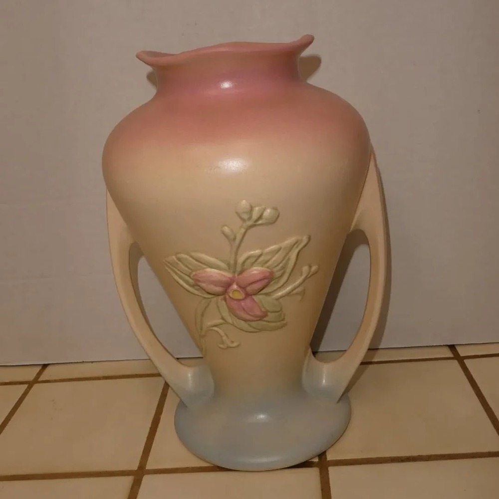 Vintage Hull Wildflower Double Handled Art Pottery Vase W-12 9-1/2‎